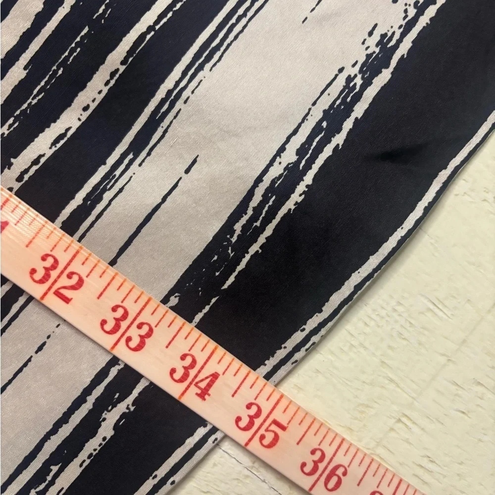 Banana Republic Size 8 Silk Sheath Black Brushstroke Stripe Cap Sleeve Career